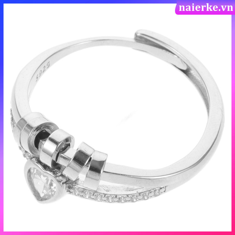 💍 1Set Nhẫn Ngón Tay Màu Bạc Hai Lớp Kiểu Dáng Xoay Thời Thượng Dành Cho Nữ