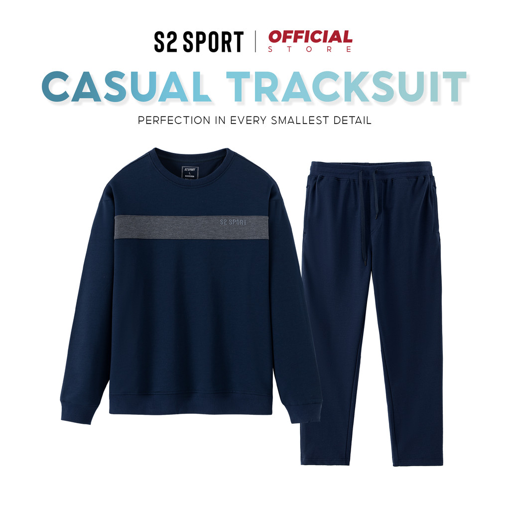 Bộ nỉ thể thao nam S2 SPORT ống suông chất cotton USA mềm kiểu dáng thể thao, khoẻ khoắn - BNF04