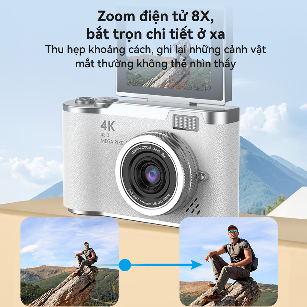 -CLUBLU- Máy Ảnh Mini Selfie Màn Hình Lật HD MỚI LK-007 48MP Đèn LED Bổ Trợ Hoàn Hảo Cho Học Sinh | BigBuy360 - bigbuy360.vn