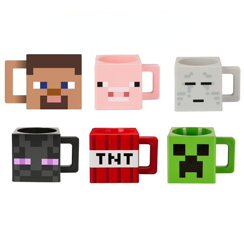 Cốc Steve Ghast Enderman Creeper TNT Square HOBBY Game Nhựa Cốc Nước Quà Tặng