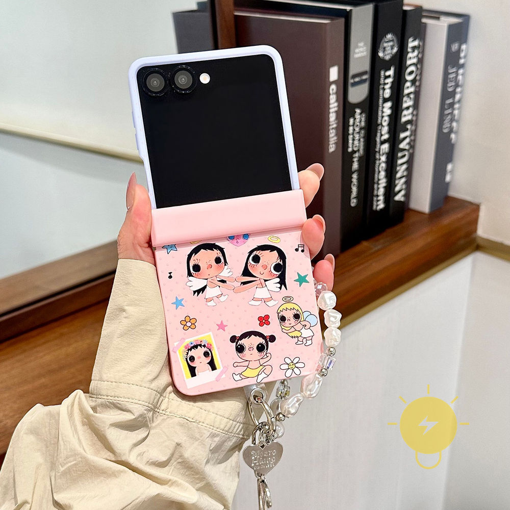 Phone Case For SAMSUNG Galaxy Z Flip 7 Z Flip 6 Z Flip 5 Z Flip 7 FE TPU Matte Keychain Chain Aesthe