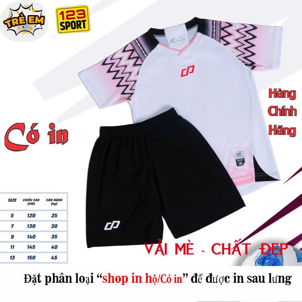 [HÀNG SẴN][Chính hãng CP Sport] Áo thể thao CP Native Trắng Hồng trẻ em vải mè cao cấp chính hãng