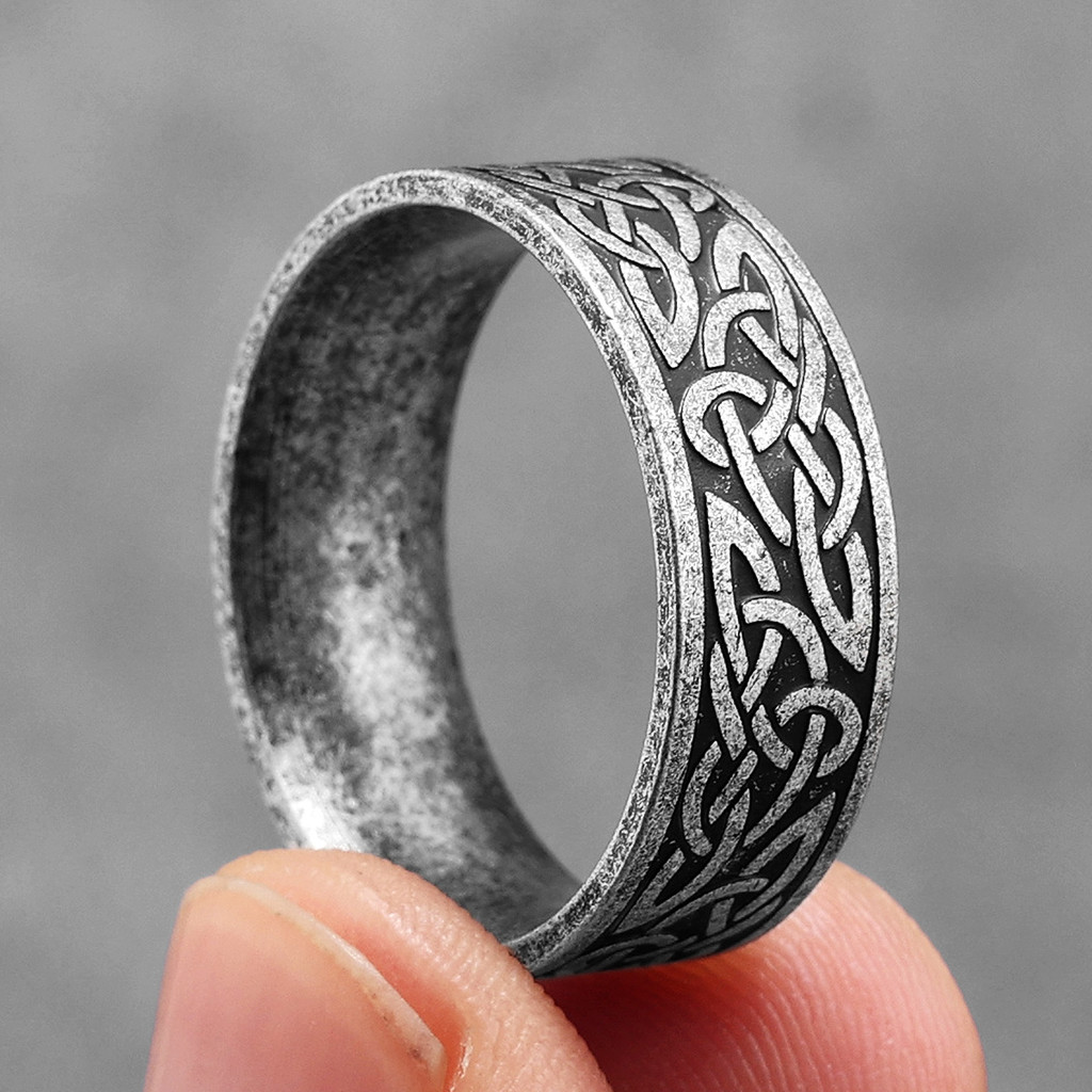 Retro Celtic Thắt Nút Inox Nam Nhẫn Vintage Cổ Nam Nữ Vintage Trang Sức Cổ Điển Ireland Bảo Vệ Quà T
