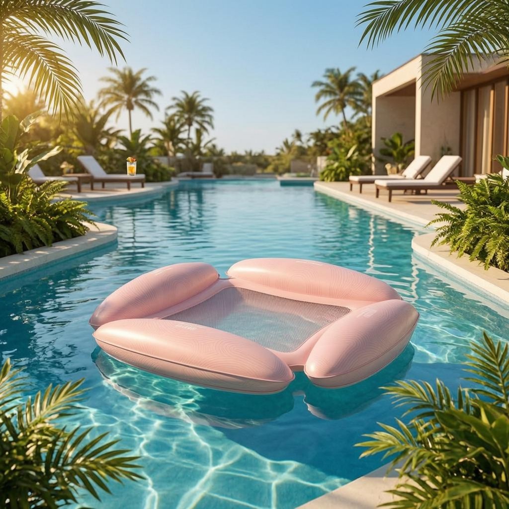 Bể Bơi Bơm Hơi Lounger Lưới Nhẹ Phao Giường Bốn Ống Giường Thoải Mái Lounger Lounger Hỗ Trợ Ổn Định