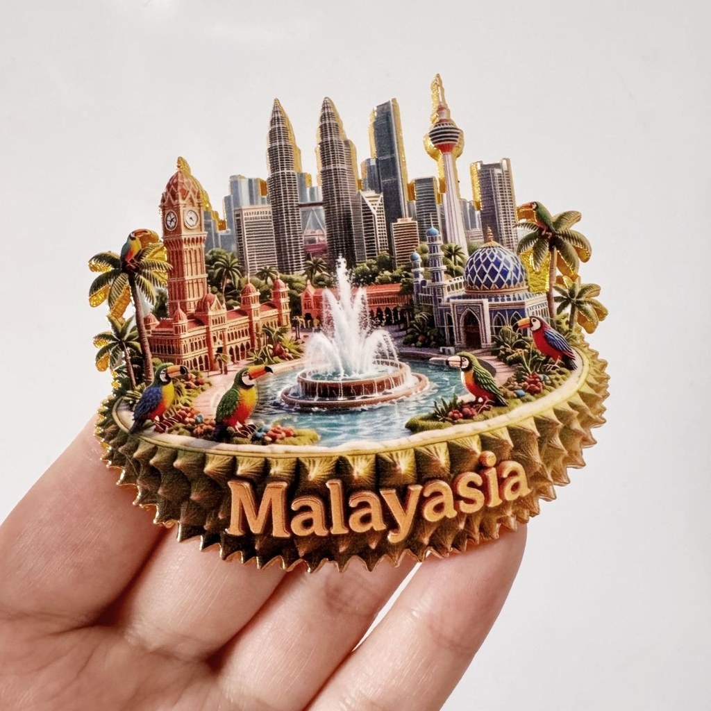 Malaysia Kim Loại Dán Tủ Lạnh Lưu Niệm Du Lịch Gilunpo Tính Năng Lưu Niệm Nhãn Dán Từ Tính Trang Trí