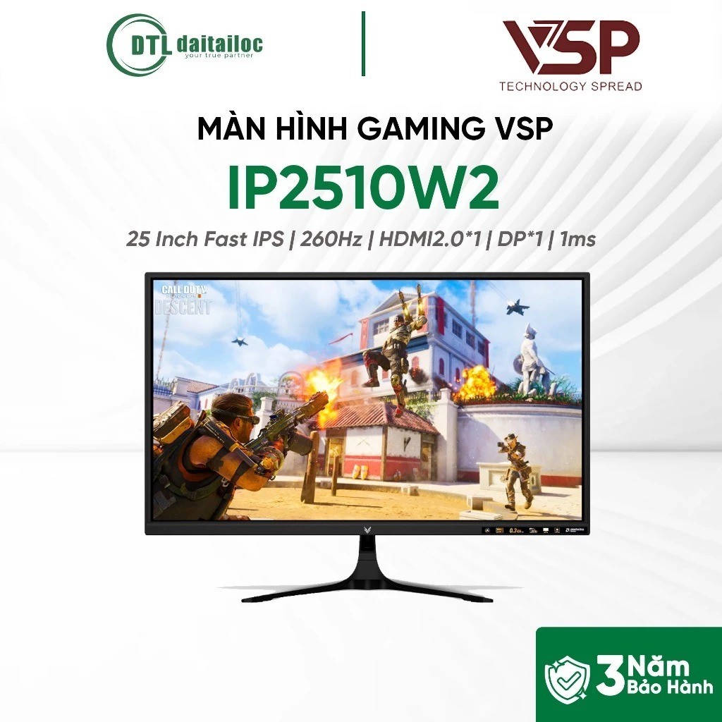 Màn hinh gaming VSP IP2510W2 25 inch 260Hz 0.3Ms FHD ĐEN | Chính Hãng | Bảo Hành 36 Tháng