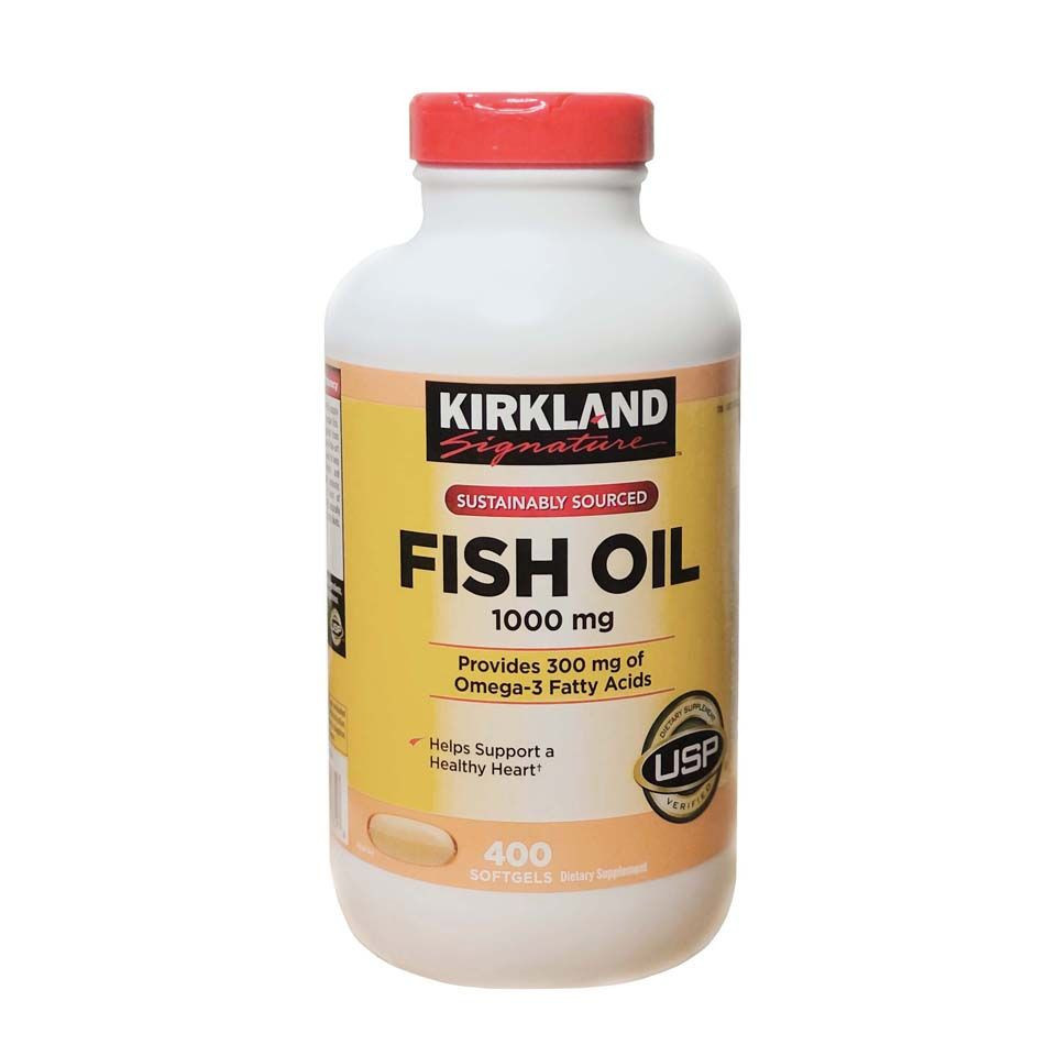 (Hàng nhập khẩu) Dầu cá Omega 3 Fish Oil Kirkland 1000mg 400 viên