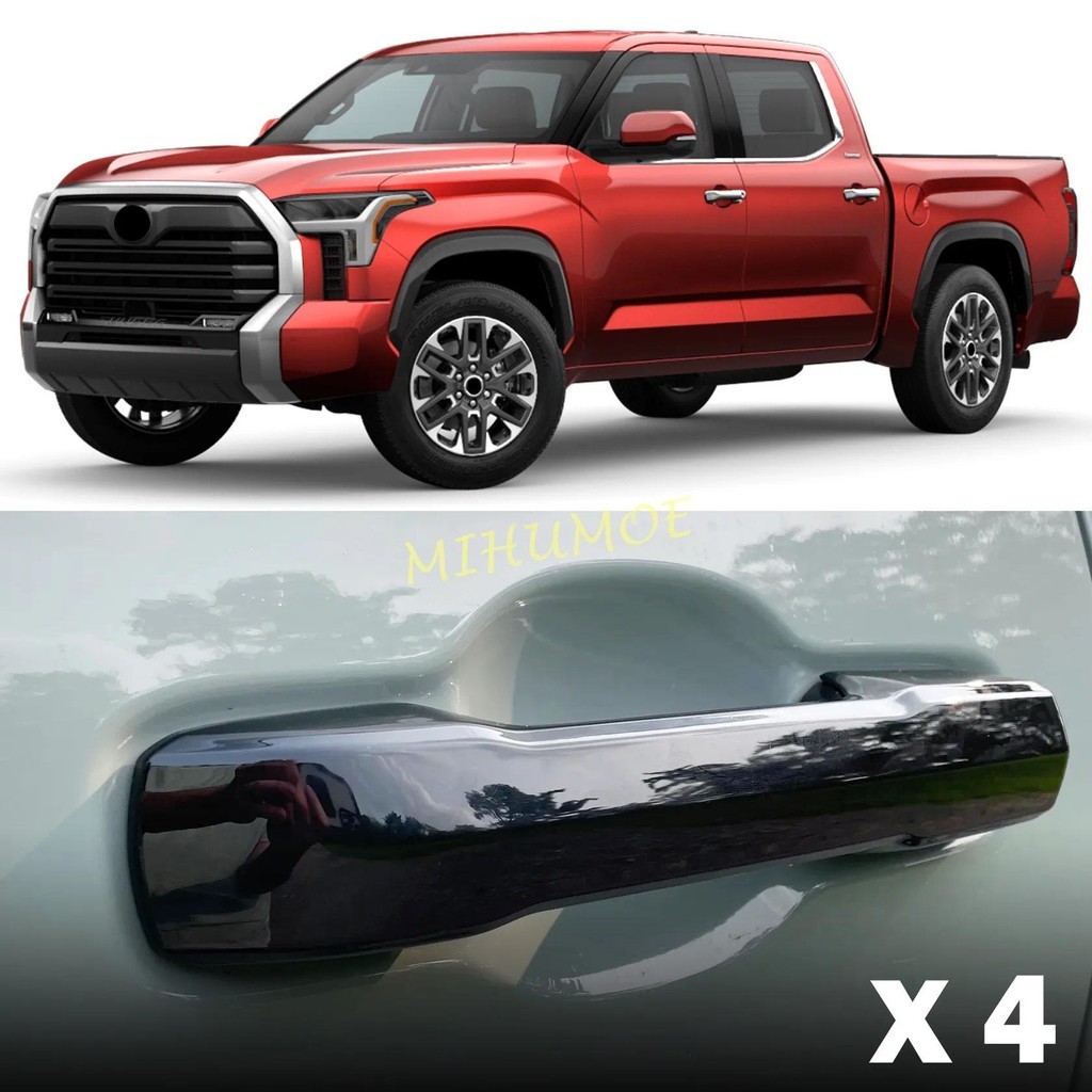 Tay Nắm Cửa Bên Ngoài Bao Viền Cho Xe Toyota Tundra Sequoia 4Runner Tacoma 2024 2025 Bóng Màu Đen Ph