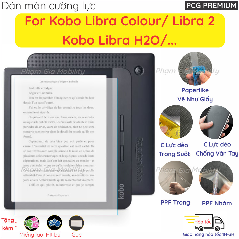 Dán Màn Hình dành cho máy đọc sách Kobo Libra Colour/ Libra 2/ Libra H2O/,... loại Paperlike, Nano, 