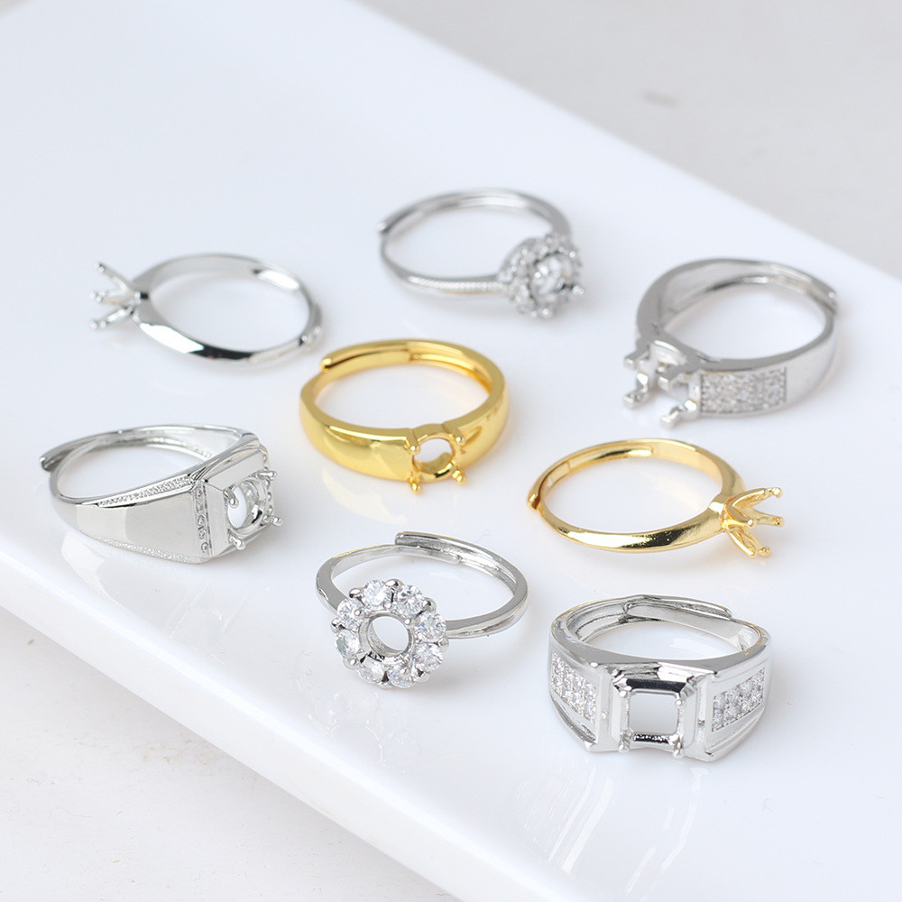 Cài đặt nhẫn kim cương nam một carat, cài đặt trống moissanite 6,5 carat, nhẫn kim cương sang trọng 
