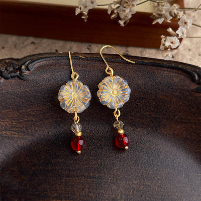 Pinkdudu Kính Nghệ Thuật Đính Hạt Dài Tua Rua Bông Tai Handmade Thủy Tinh Pha Lê Giọt Thanh Lịch Chảy Viền Cho Hàng Ngày Sang Trọng PD2575