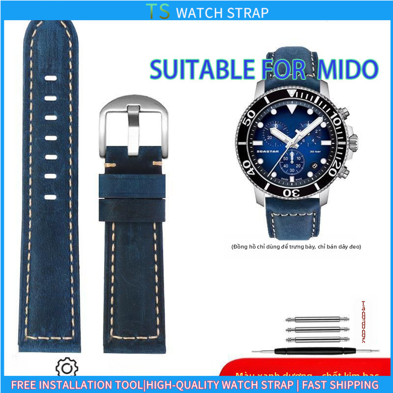Áp dụng cho nam MIDO, Đồng hồ IWC & SEIKO, 20 / 22mm Matte Dark Brown Vintage Dây đeo đồng hồ thay t