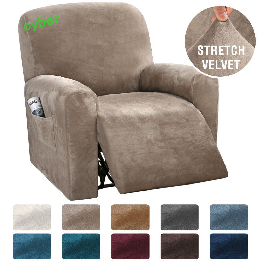 CYBERLINX Couch Slipcovers, Vỏ bọc ghế tựa 1 chỗ co giãn, nhung dày có thể giặt được có túi bên bảo 