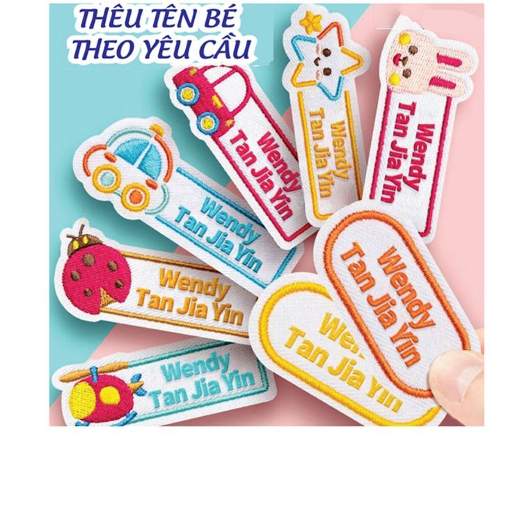 "PATCH ỦI Thêu Tên Bé Theo Yêu Cầu - Thêu Vi Tính Dùng Để Ủi-May Vào Áo, Quần, Balo