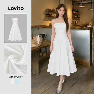 Lovito thanh lịch Váy họa tiết vải trơn thông thường dành cho nữ L70AD083 (Nhiều màu)