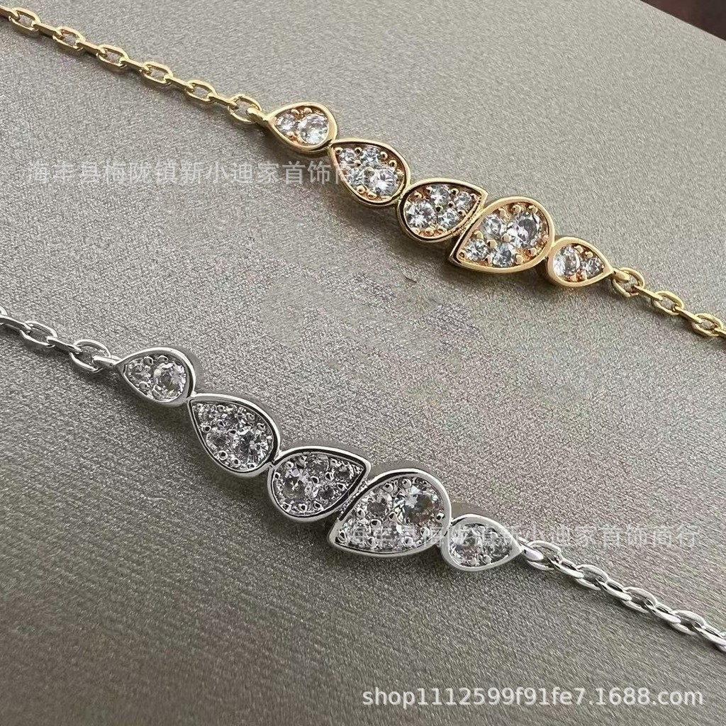 QLES V Gold Water Drop Diamond Josephine Bracelet for Women, New Design, Simple and Unique