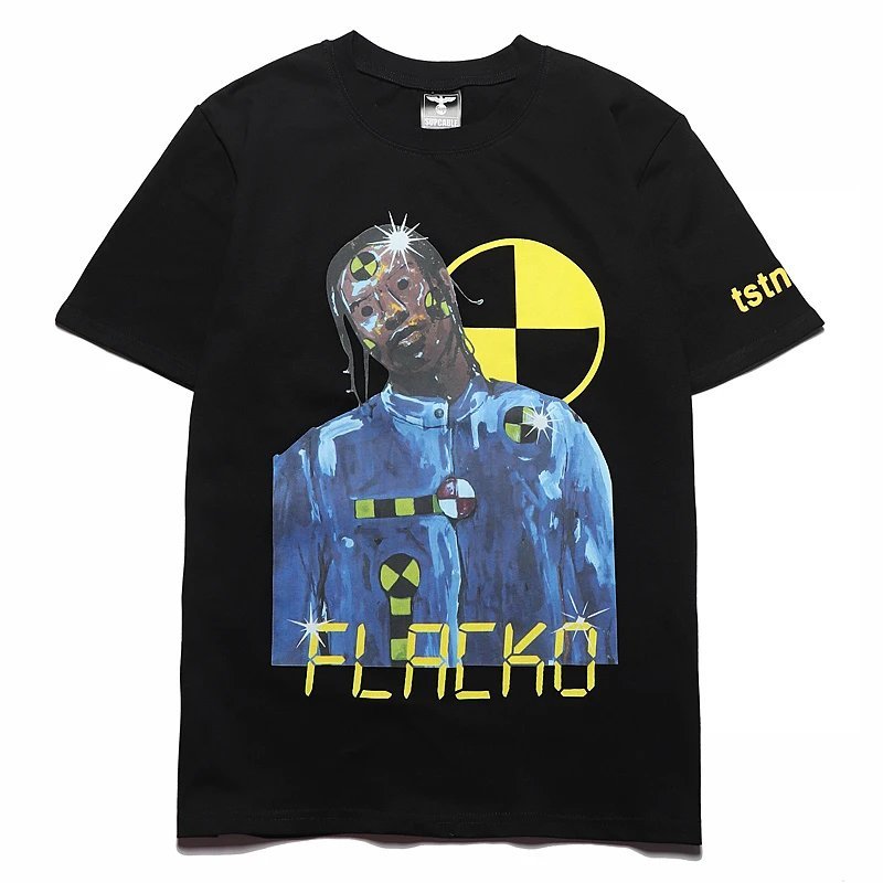 ASAP ROCKY Wang Yibo Áo thun ngắn tay in hình Robot cùng phong cách