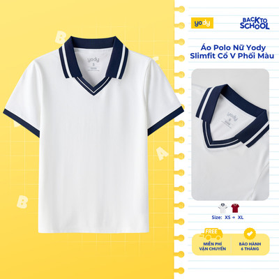 Áo Polo Nữ Yody Slimfit Cổ V Phối Màu WCPO26S008