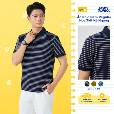 Áo Polo Nam Yody Regular Họa Tiết Kẻ Ngang MCPO25A375