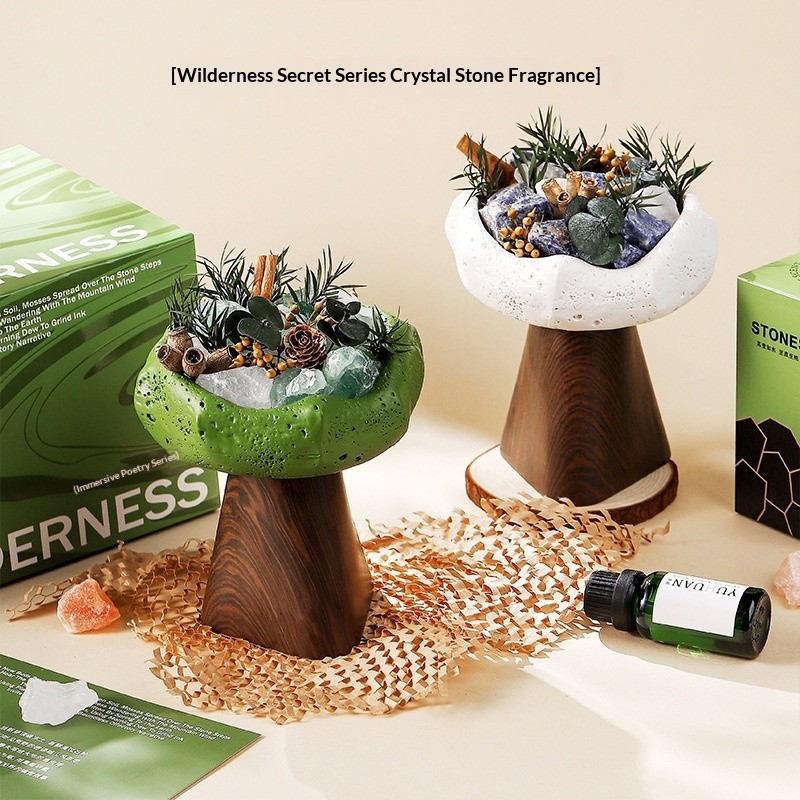 Set Đá Tản Hương Kèm Khay Đôn Vân Gỗ Và Đá Pha Lê Thiên Nhiên | KCRAFT - World of scents