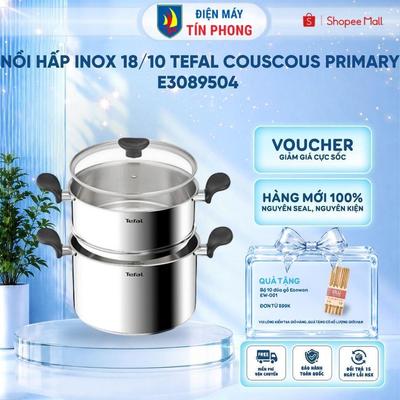 Nồi hấp Inox 18/10 Tefal Couscous Primary E3089504 24cm - Thép không gỉ - Đế 3 lớp - Bảo Hành 24 Tháng