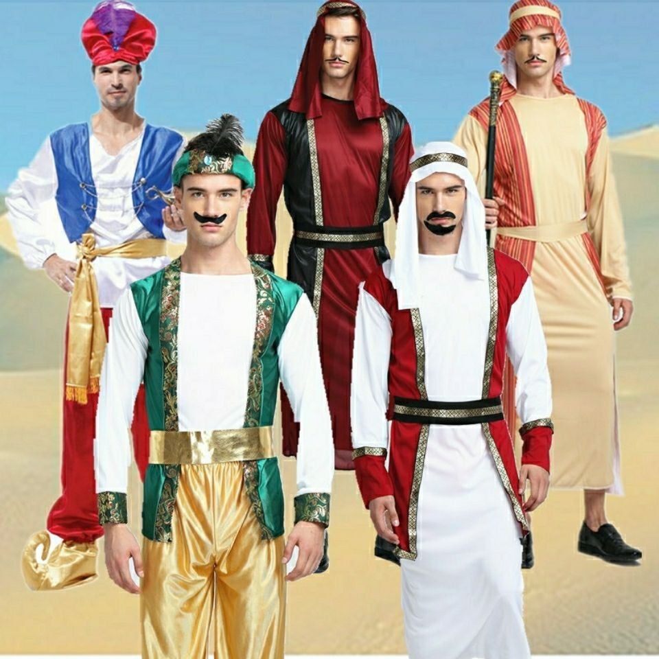 Halloween Ả Rập Trang Phục Người Lớn Nam Nữ cos Hóa Trang Trung Đông Dibai Quần Áo Áo Áo Áo Chăn Cừu Trang Phục