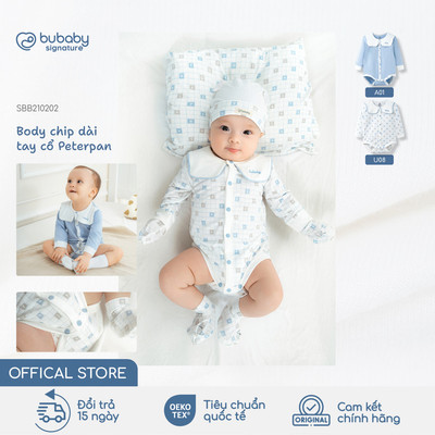 Body chip dài tay cổ Peterpan BU Baby, bộ liền sơ sinh, body chip sơ sinh, body cho bé | SBB210202
