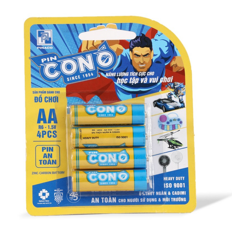 Vỉ 4 viên Pin AA Con Ó Kid R6 PVC - 11478