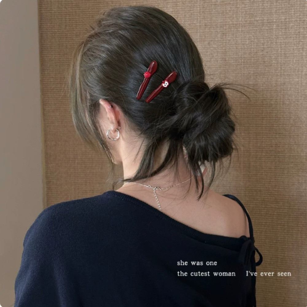 Niche Apple Decor Hair Clip Girls Bangs Fixing Accessory Office Elegant Trendy Versatile Headdress A