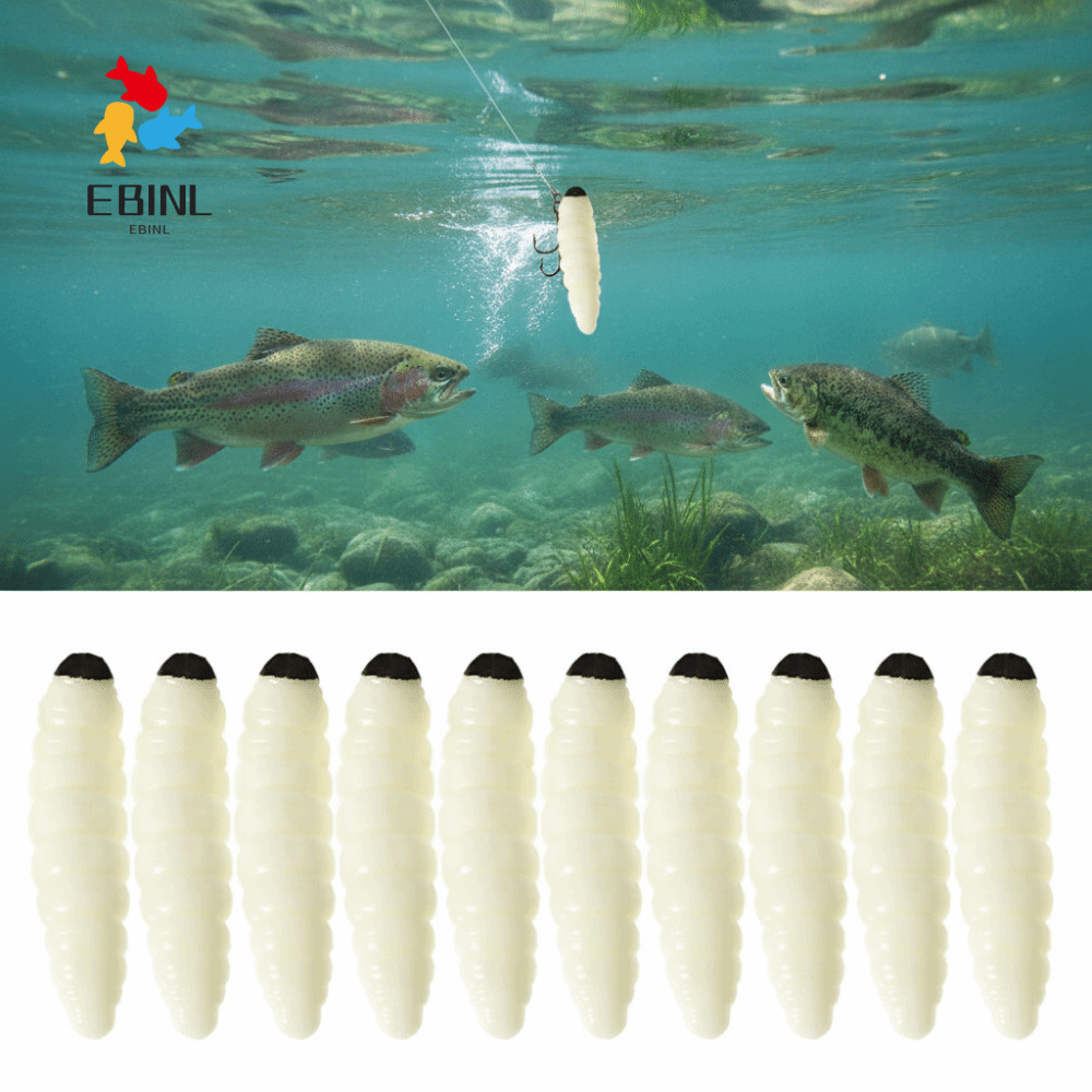 EBINL 100 CÁI Mồi câu cá, Giun câu cá mềm PVC, Giun câu cá thật 1,38 Inch Mồi cho cá hồi