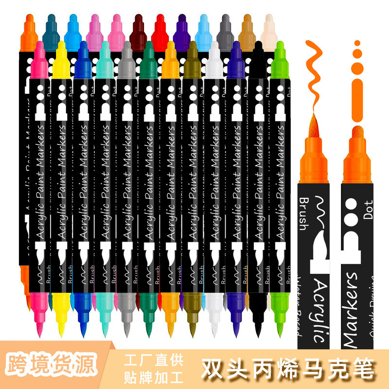 Bút acrylic hai đầu xuyên biên giới có thể xếp chồng lên nhau Graffiti Soft Tip One Hard One Soft St
