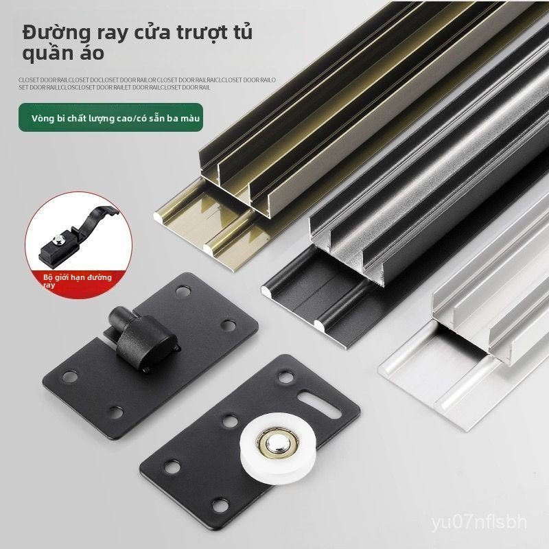 Ray trượt cửa lùa tủ quần áo hai rãnh không cần soi rãnh lắp đặt nhanh gọn