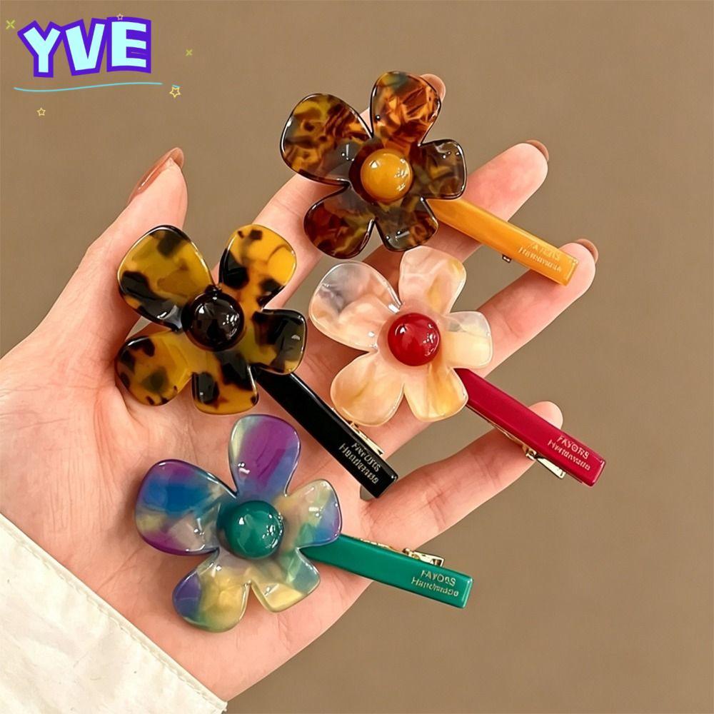 YVE 2 Chiếc Kẹp Tóc Acetate, Hình Hoa Acetate Kẹp Tóc Hoa, Mỏ Vịt Kẹp Màu Vàng Ngọt Ngào Kẹp Tóc Dự 