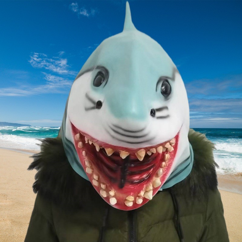 Crazy Animal City Shark Mask Mũ đội đầu Dự tiệc Cao su Piranha Shark Tiger Shark Mặt nạ ăn kinh dị 2