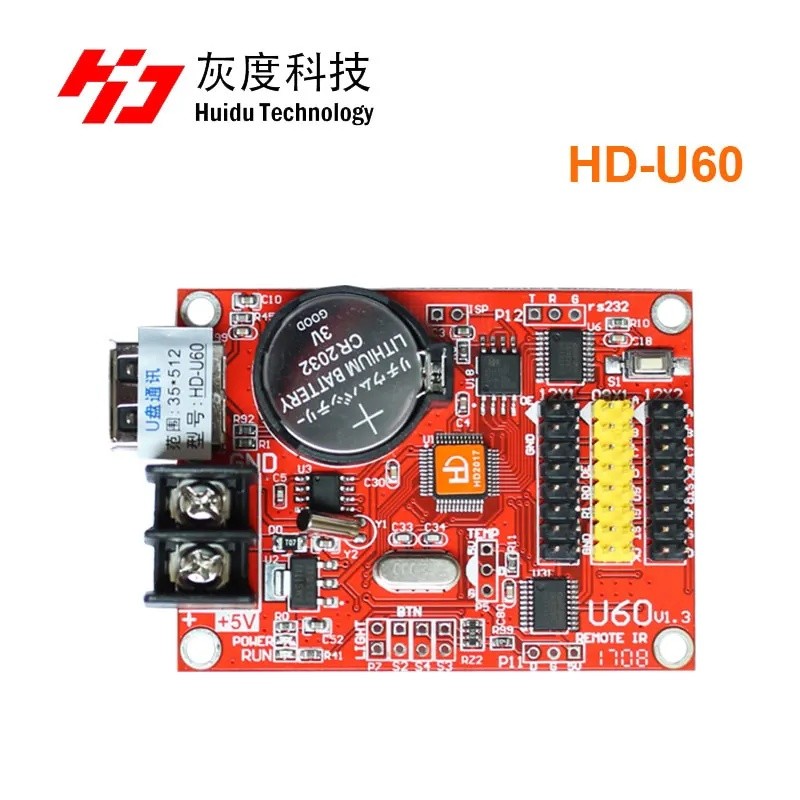 Huidu U60 HD-U60 1 * HUB08 & 2 * HUB12 512 * 32 256 * 32 1024 * 16 512 * 16 USB HD U60 Thẻ điều khiể