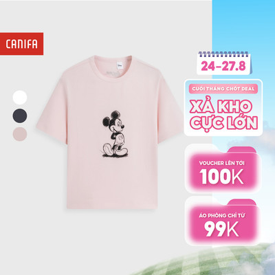Áo phông nữ cộc tay in họa tiết Mickey CANIFA 6TS26S003