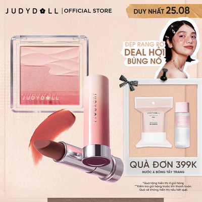[Combo 2] Phấn Má Hồng Nhũ JUDYDOLL Satin Blush 5g & Son Lì Velvet Matte Lipstick 3.6g