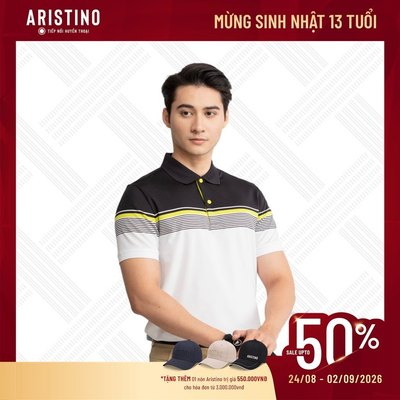 Áo polo thể thao dài tay Aristino Golf 92% Polyester bền màu sắc nét và độ trơn trượt APSG14S2