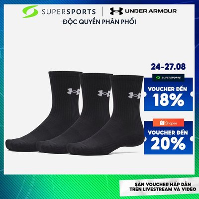 Vớ Thể Thao Under Armour Performance Cotton 3-Pack Crew - 6009685-008