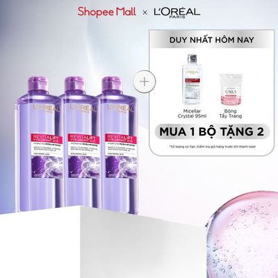 Bộ 3 Nước tẩy trang đa năng 3-in-1 giúp làm sạch da L'Oreal Paris Micellar 400ml