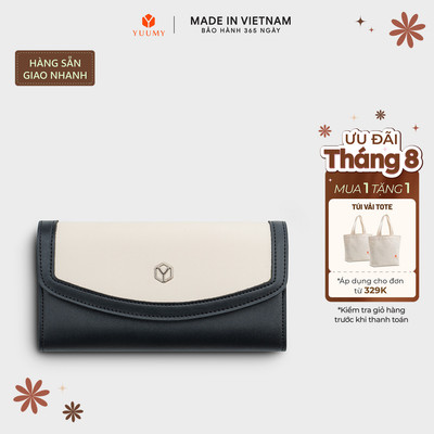 Ví Yuumy (Thời trang nữ phối màu kèm dây đeo chéo - Ví da Seasand YV103)