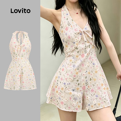 (New Arrival) Lovito Jumpsuit Thường Ngày Hoa Đơn Giản Jumpsuit Xuân/Hè Đơn Giản Cho Nữ L196ED319