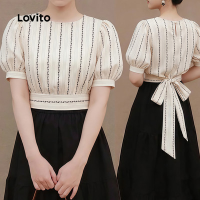 Áo kiểu nữ Lovito xuân hè nơ lưng phong cách thường ngày L189ED039