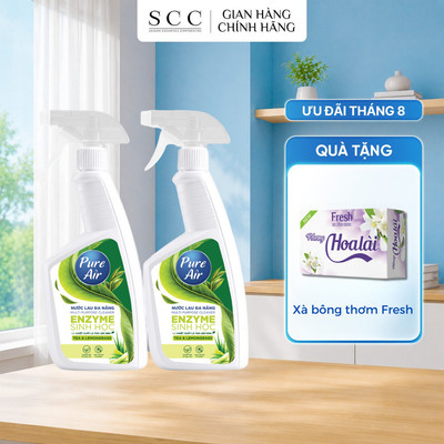 Combo 2 Nước Lau Đa Năng Enzyme Sinh Học Pure Air - Chiết Xuất Lá Trà Lên Men Hỗ Trợ Làm Sạch Khử Mùi 460ml
