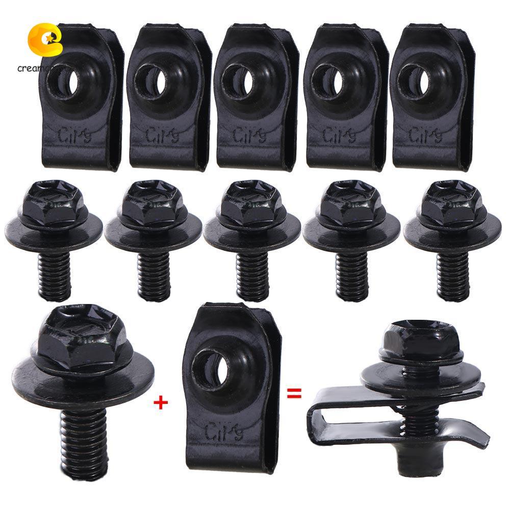 KEMCANVAS​ 5 / 10 Chiếc Bu Lông Thân Xe Ô Tô, Splash Shield Guard M6 Kẹp U-nut Ô Tô, Splash Shield G