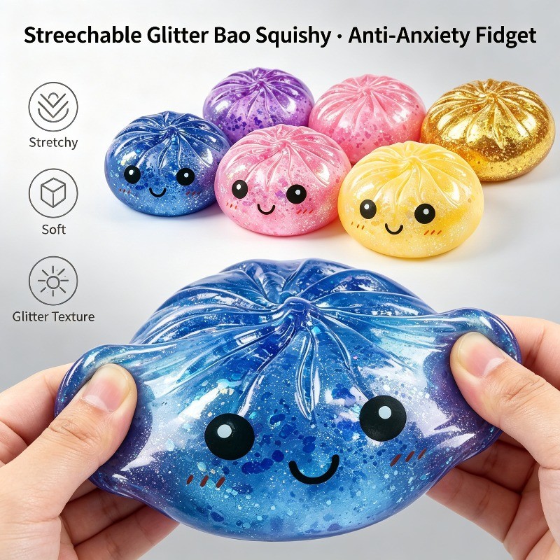 Đồ chơi Fidget hấp mô phỏng dễ thương, Bun Pectin bột vàng sáng bóng với máy hấp nhỏ, đồ chơi căng t
