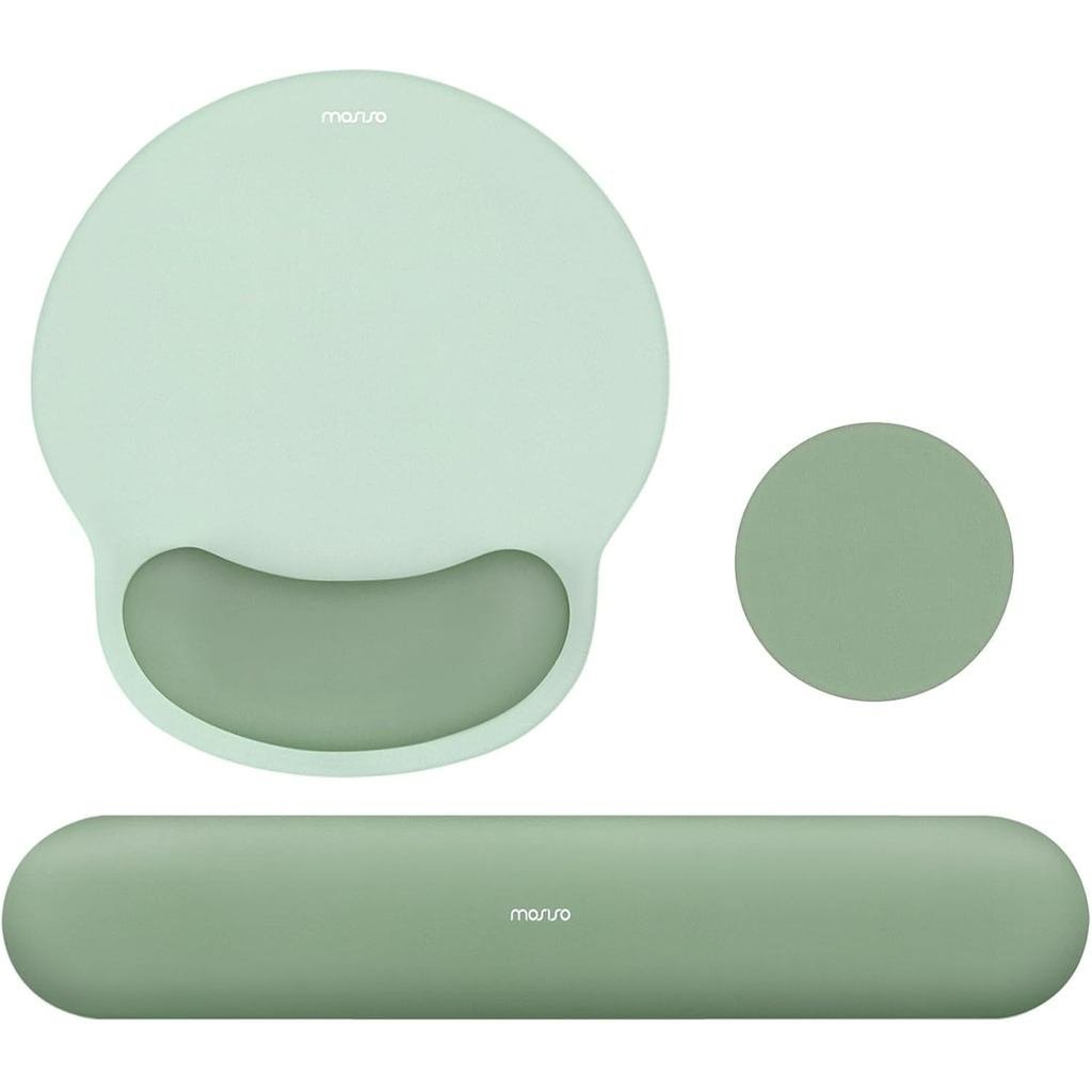 MOSISO Wrist Rest Support for Mouse Pad&Keyboard Set, Circle Curved Ergonomic Mousepad&Coaster Non-S