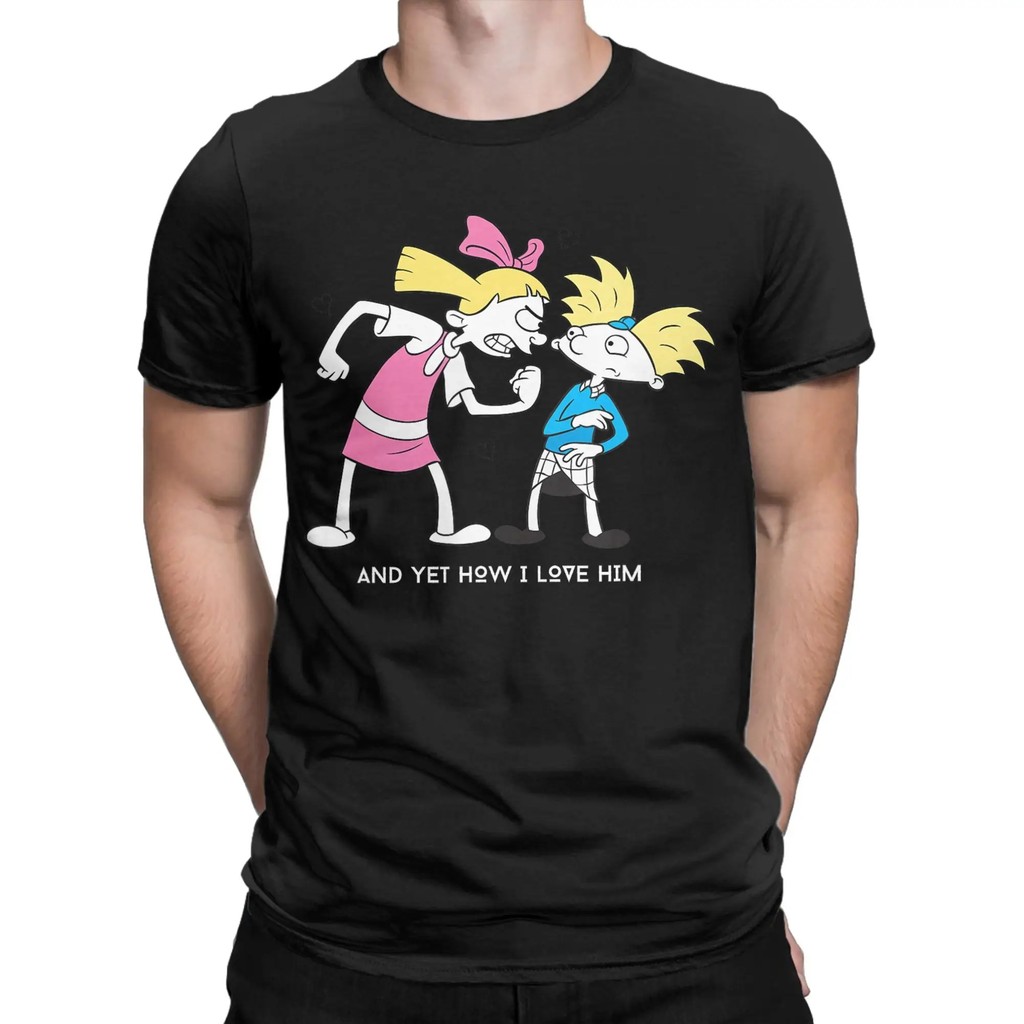 [Truyền nhiệt mực trắng] Hey Arnold Hey Arnold Anime In họa tiết Nam Áo thun ngắn tay cổ tròn 100% C
