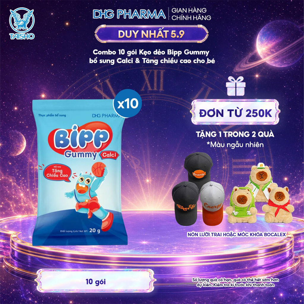 Combo 10 gói Kẹo dẻo Bipp Gummy Calci & Tăng chiều cao cho bé
