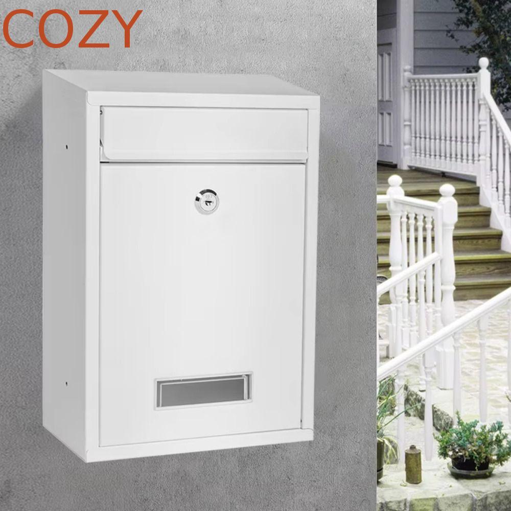 Hộp thư treo tường COZY, Hộp thư thiếc sắt chống mưa, Hộp thư chống gỉ với 2 phím Khóa an toàn Hộp g